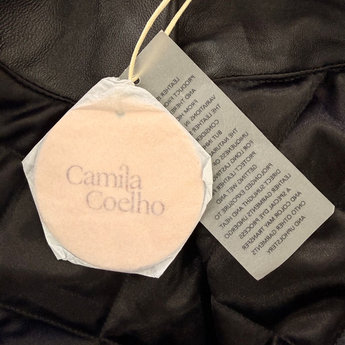 Camila Coelho Lamb Leather Raven Collared Full Zip Jacket Black Women's Size S