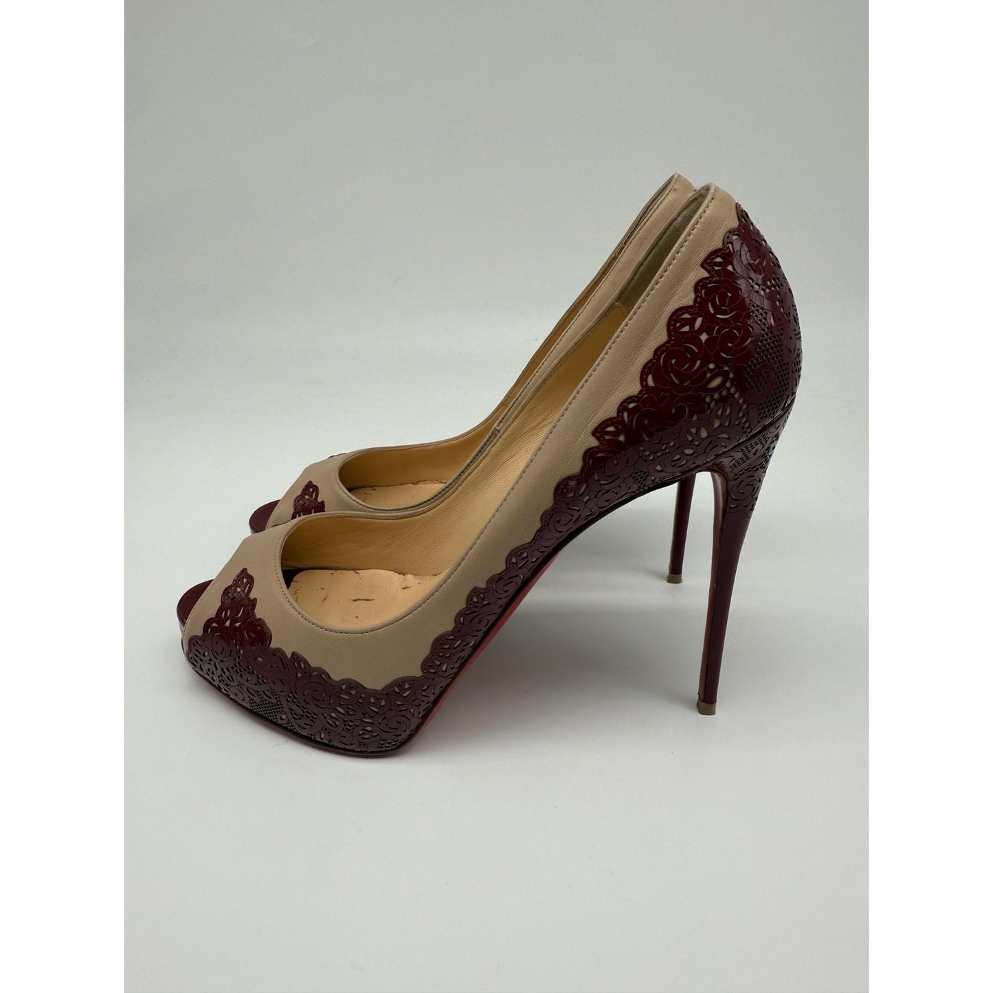 Christian Louboutin Leather Floral Trim Patent Veramucha Pumps