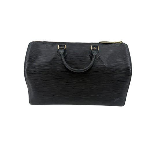 Louis Vuitton Epi Leather Speedy 35 Black Noir Top Handle Bag Vintage