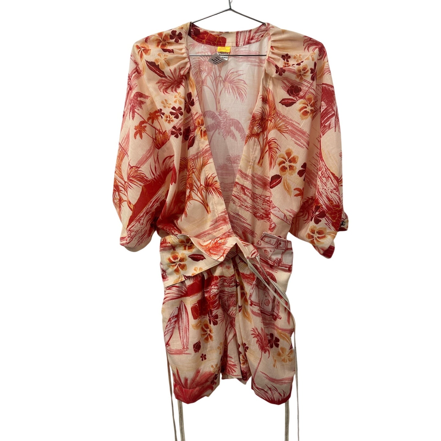 Agua Bendita Linnea Tropical V-Neck 3/4 Sleeve Romper Women's