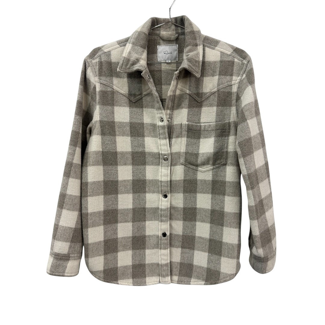 Rails Beige Wool Flannel Tripp Plaid Collared Shacket Jacket  Women's