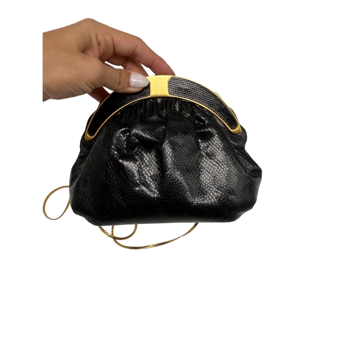 Finesse La Model Lizard Leather Convertible Clutch/Shoulder Bag