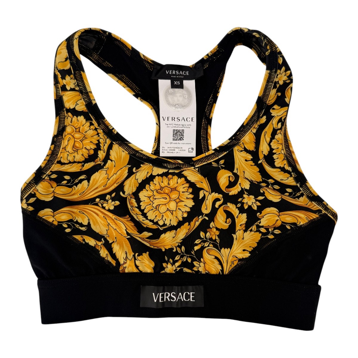 Versace Barocco Print Racerback Pullover Sports Bra