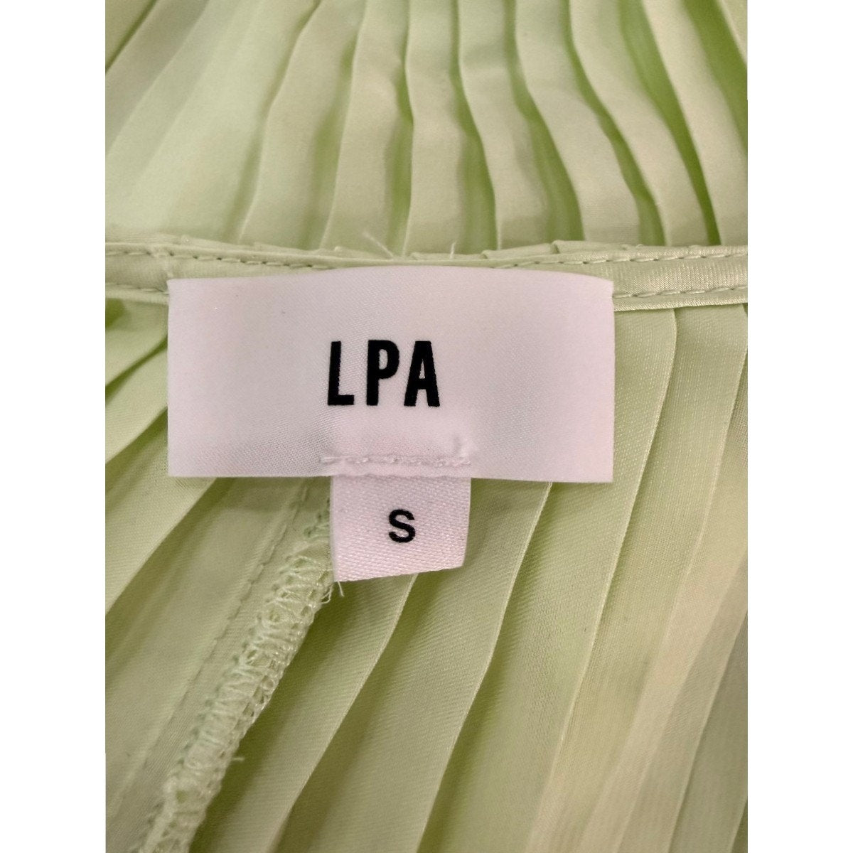 LPA Satin Morgan Front Tie Plunge Neck Pleated Blouse
