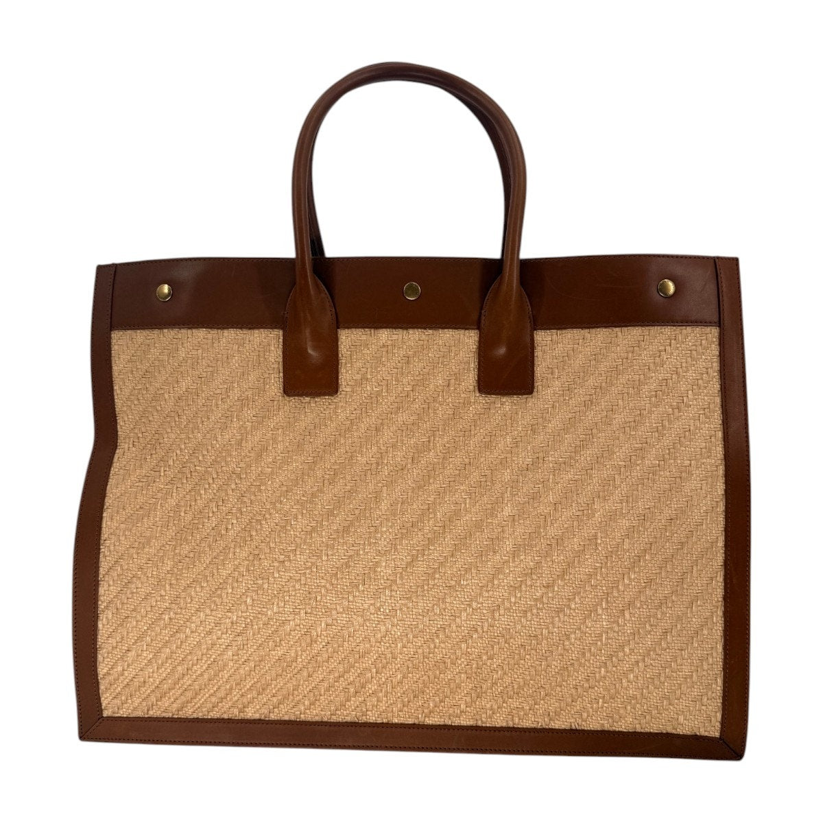 Saint Laurent Rive Gauche Raffia Leather Tote Bag