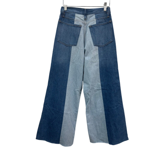Frame Blue Cotton Denim Split Seam Wide Leg Jeans Two-Toned  Women's
