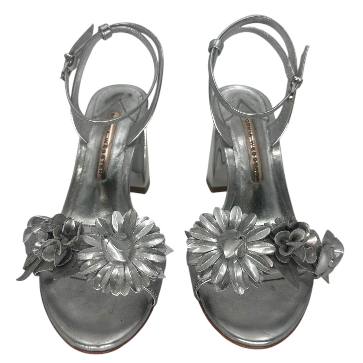 Sophia Webster Lilico Floral Metallic Leather Block Heel Sandals Women's Size 38