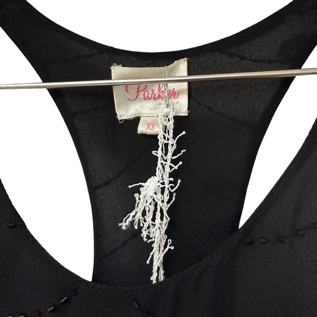 Parker Black Beaded Accent Racerback Tank Top Women's Size XS