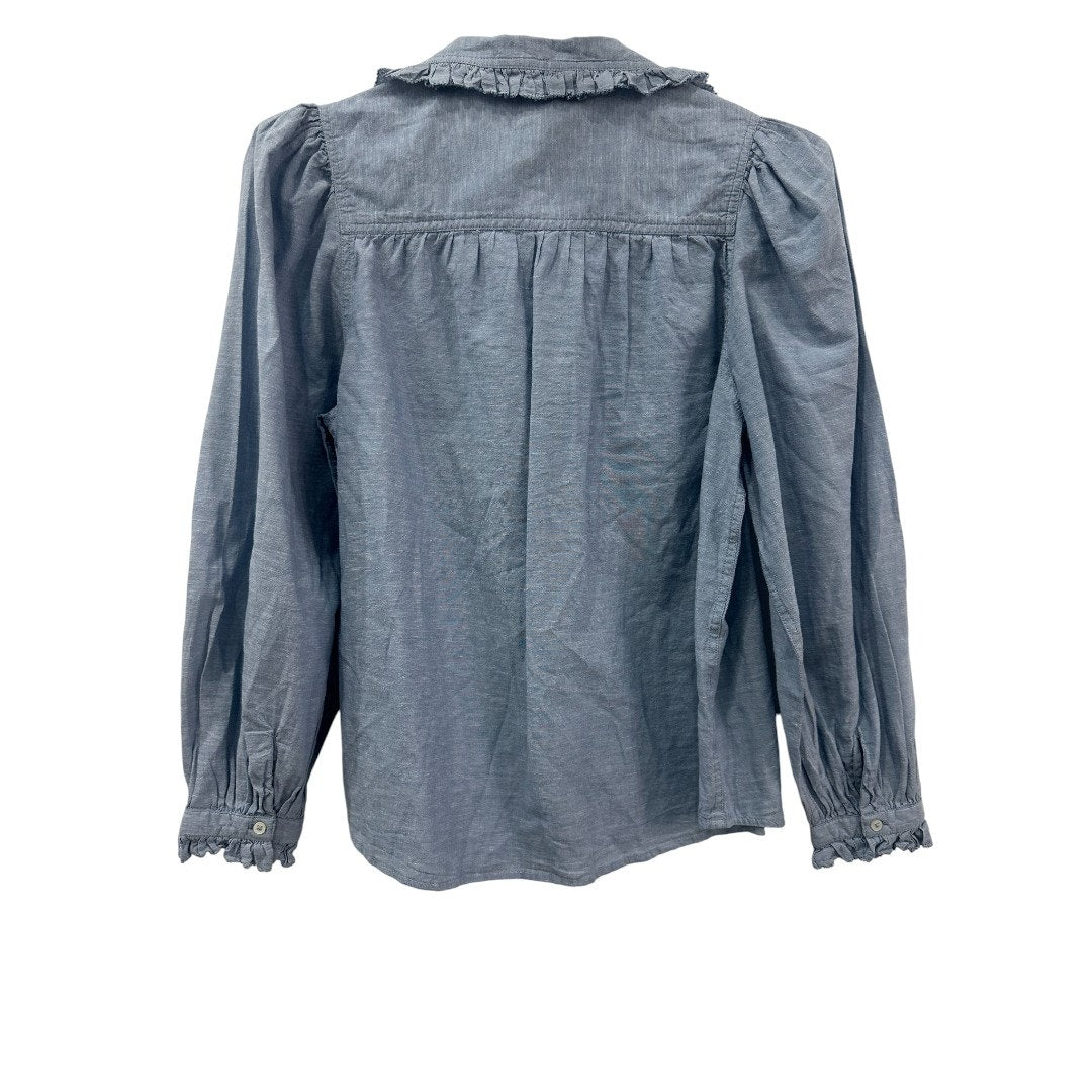 The Great Cotton Chambray Ruffled Collar Blouse Maxi Skirt