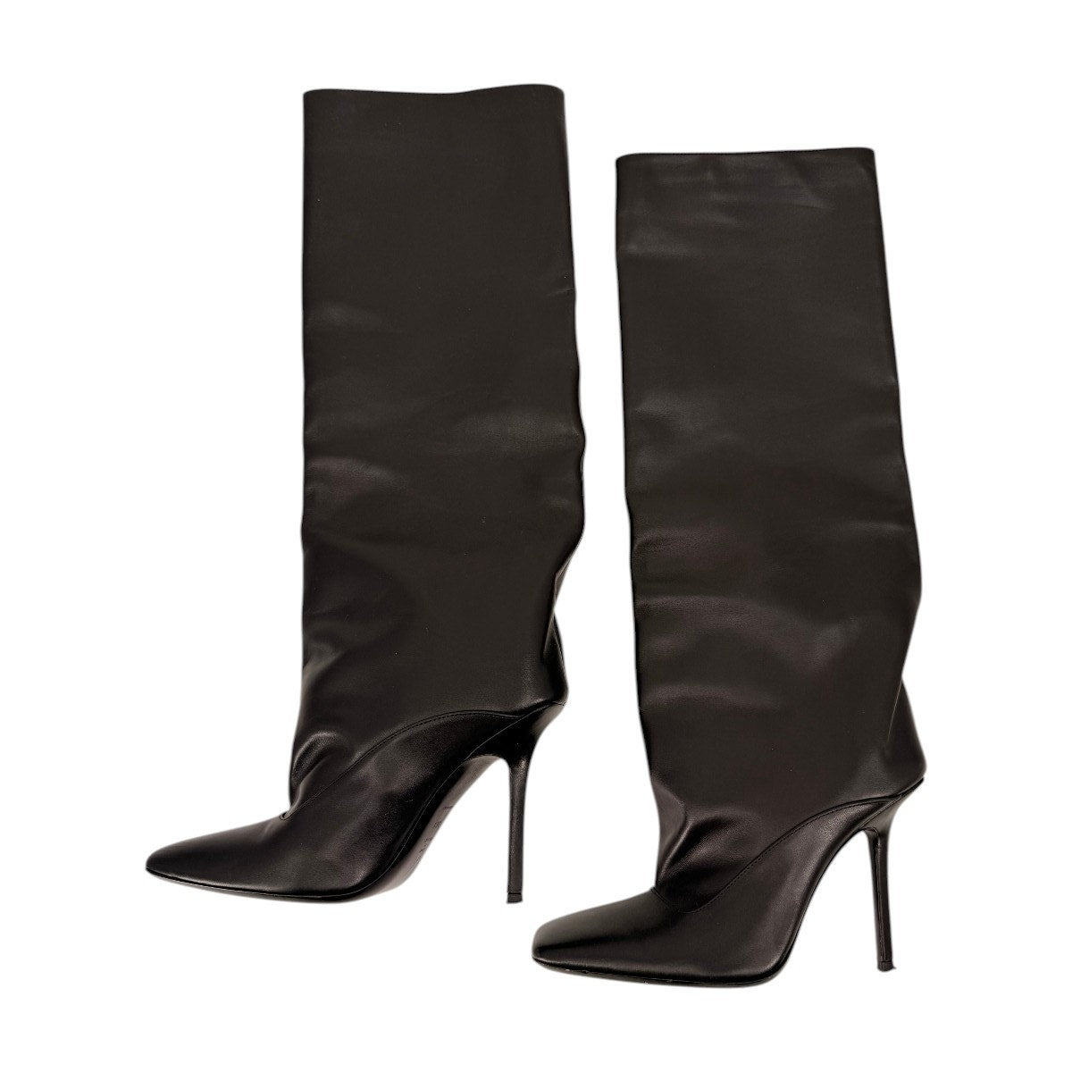 The Attico Sienna Leather Square Toe Knee High Stiletto Boots
