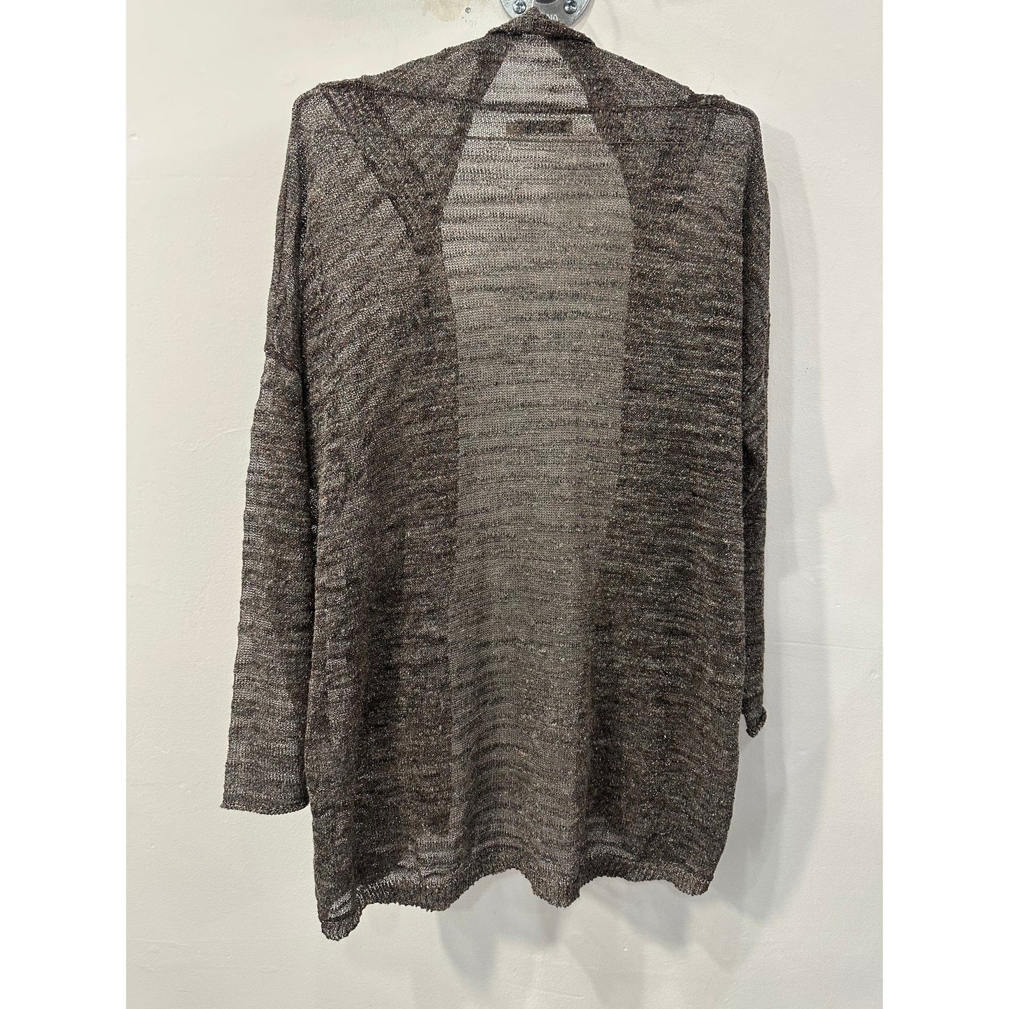 Mes Demoiselles Linen-Blend Metallic Knit Open Sweater Cardigan