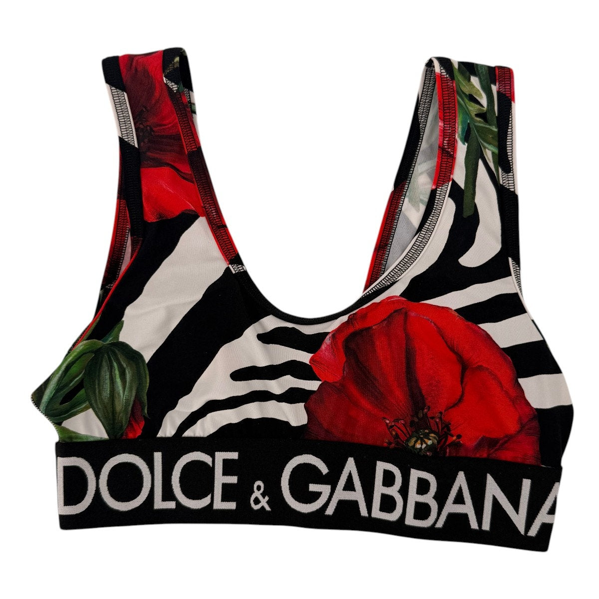 Dolce & Gabbana Floral Zebra Print Sports Bra
