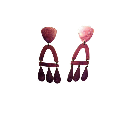 We Dream in Colour Brass Castara Earrings Purple Plum Statement Dangle