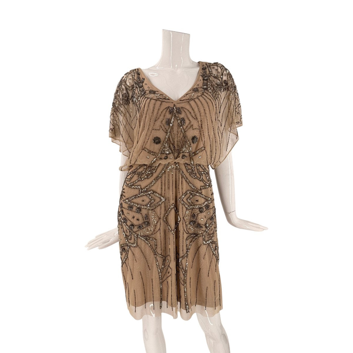Aidan Mattox Beaded V-Neck Cocktail Mini Dress