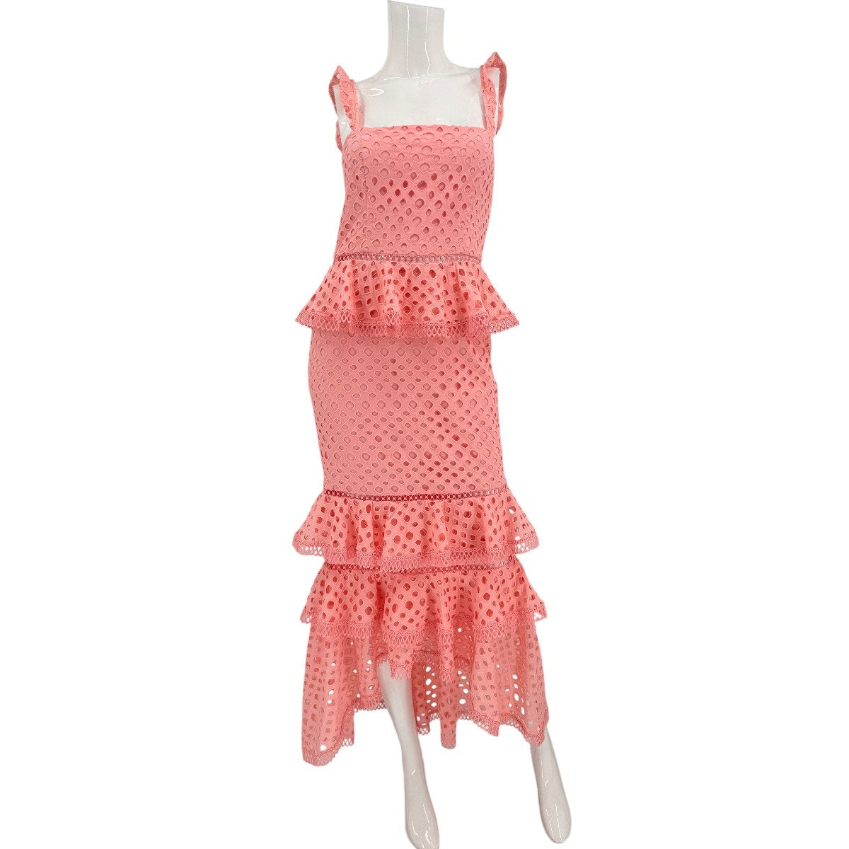 NBD Cotton Haze  Ruffle Trim Flutter Sleeves Midi Dress Pink Women's Size S