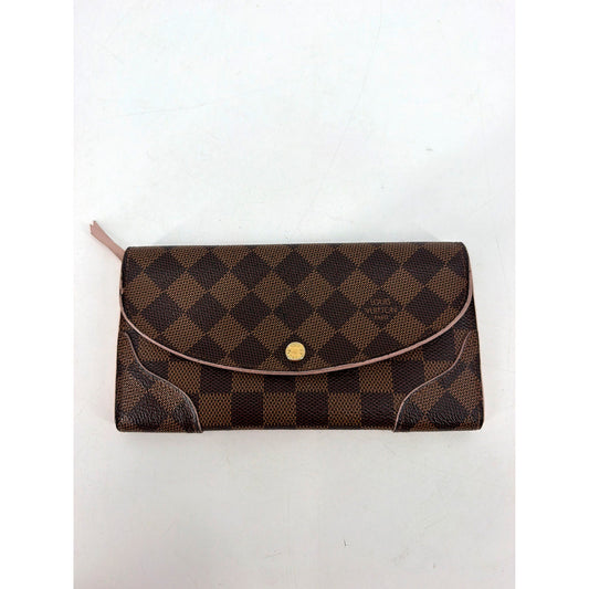 Louis Vuitton Damier Ebene Long Flap Wallet Rose Ballerine Pink
