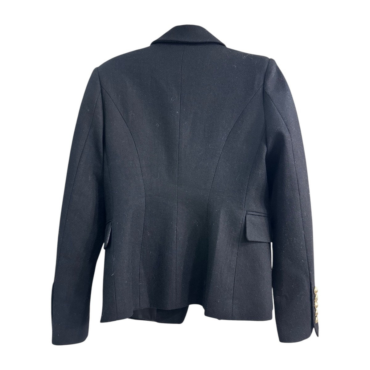 Balmain Double Breasted Wool Blazer Navy Blue Gold Button