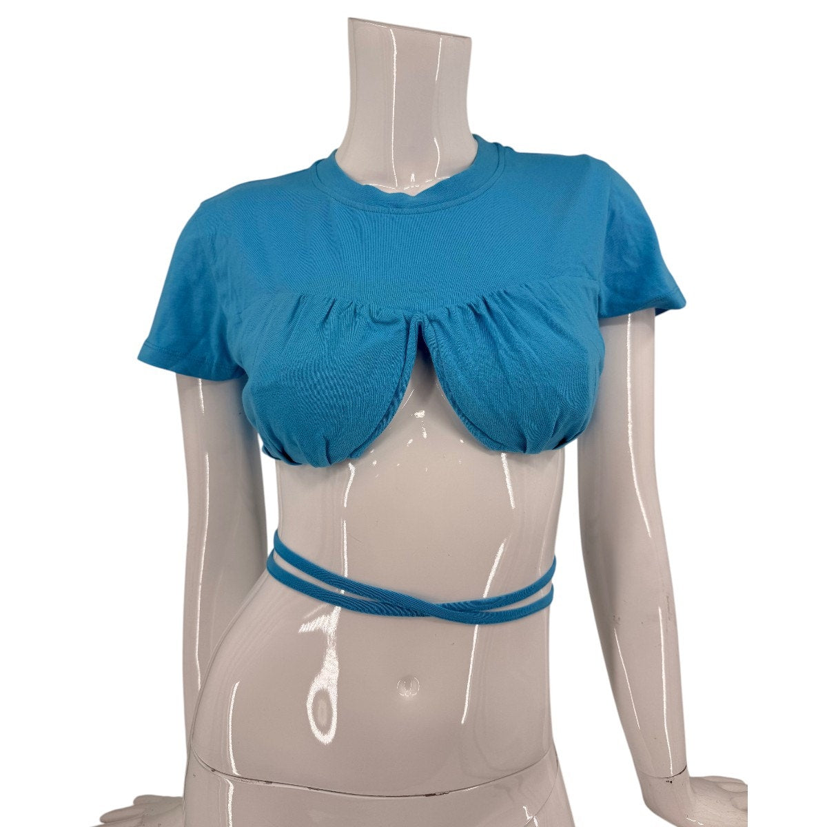 Jacquemus Cotton Crew Neck Short Sleeve Let Baci T-shirt Blue Women's Size XS