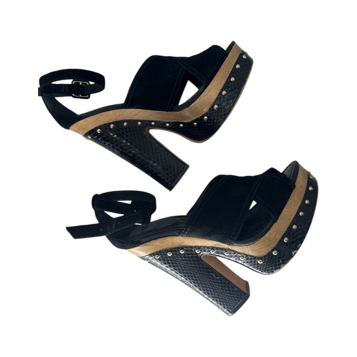 Alexandre Birman Suede Peggy Snakeskin Platform Sandals