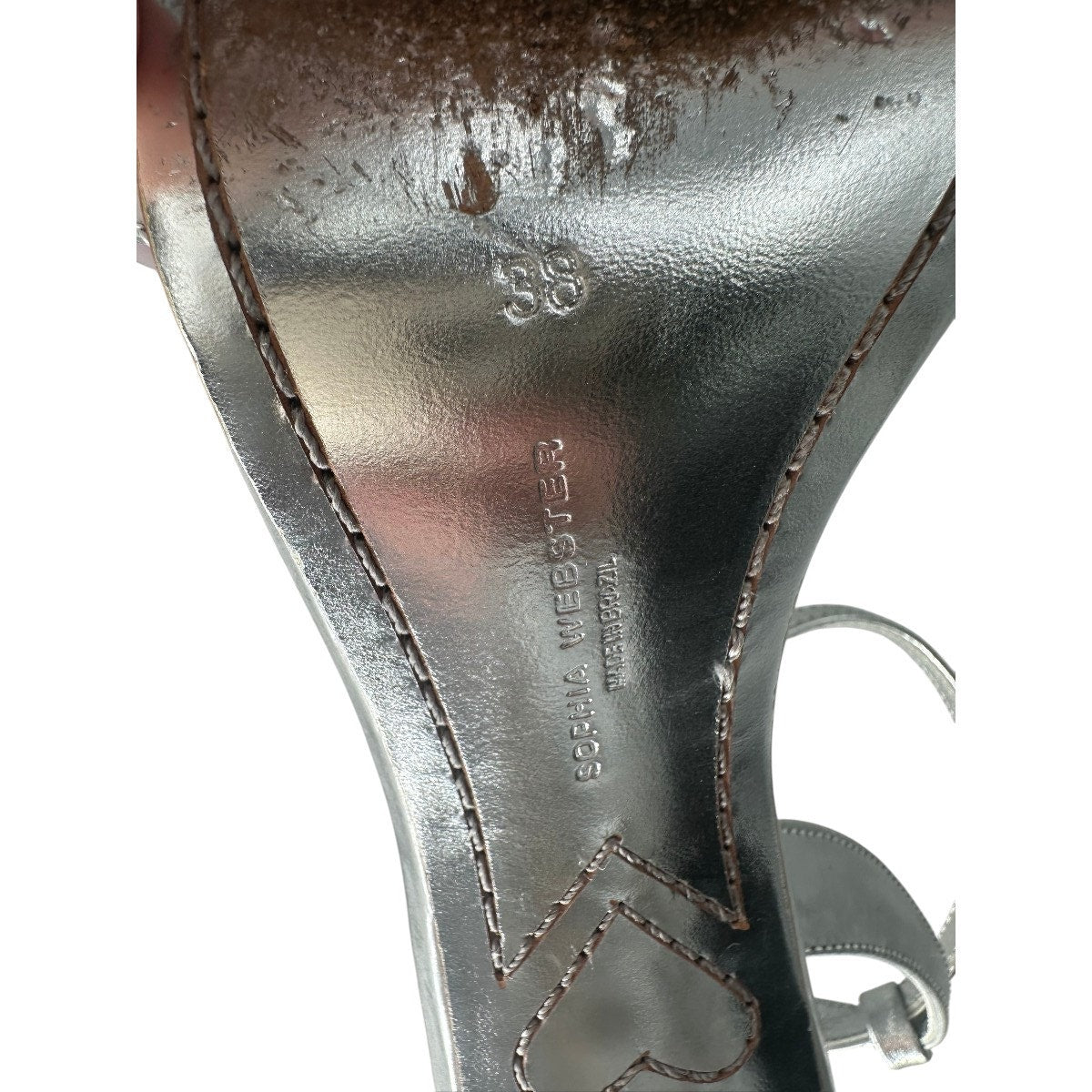 Sophia Webster Lilico Floral Metallic Leather Block Heel Sandals Women's Size 38