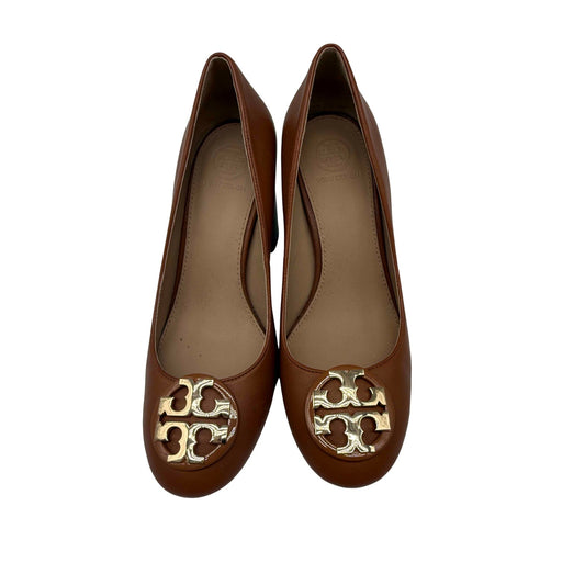 Tory Burch Leather TT Logo Janey Block Heel Pumps