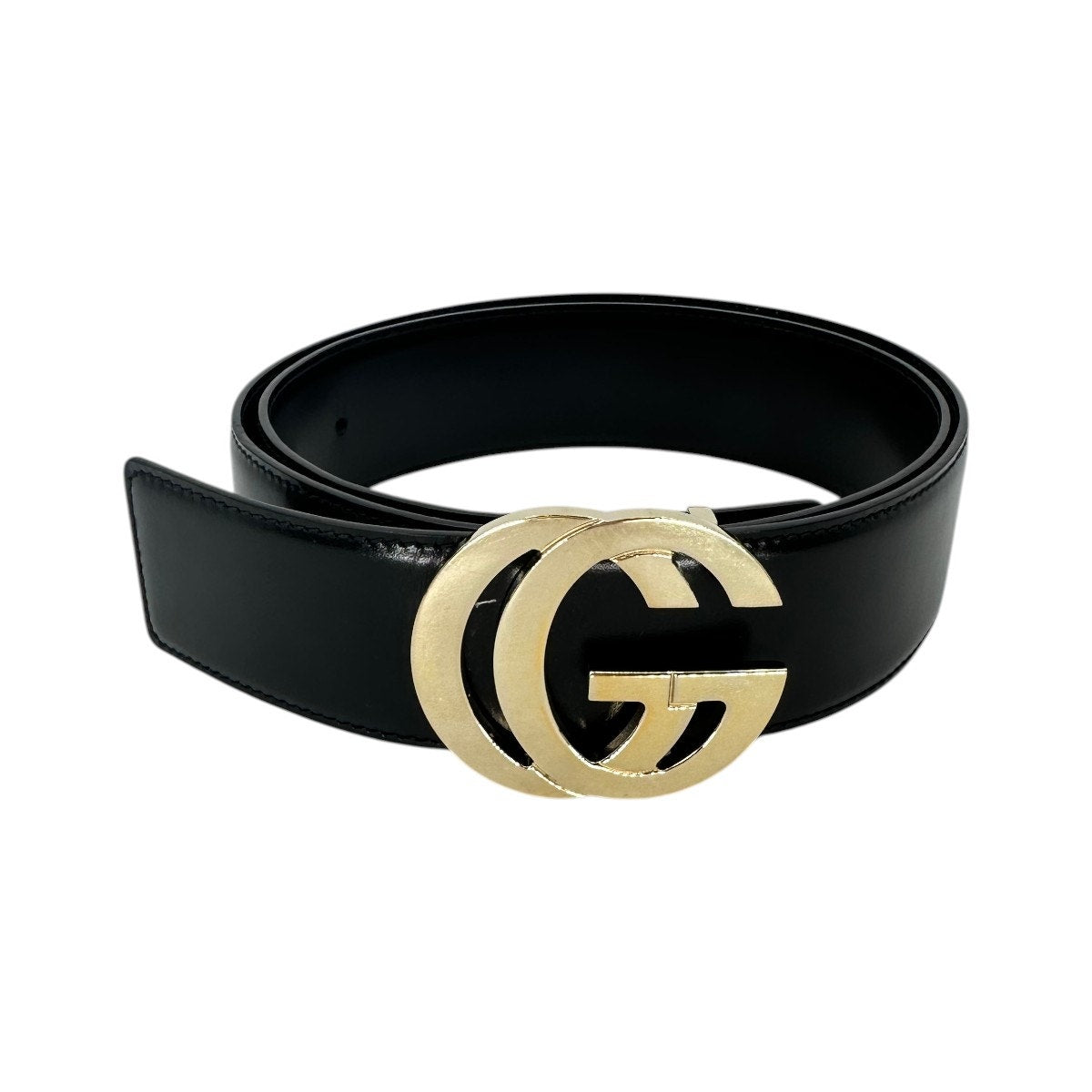 Gucci Black Leather GG Buckle Belt