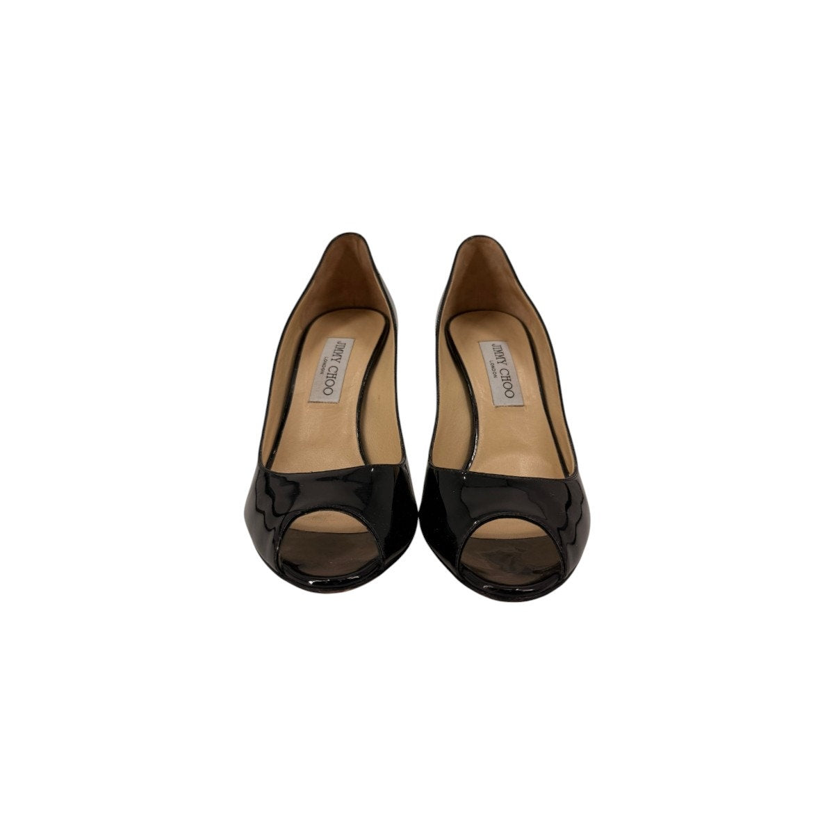 Jimmy Choo Patent Leather Evelyn Peep Toe Pumps Heels