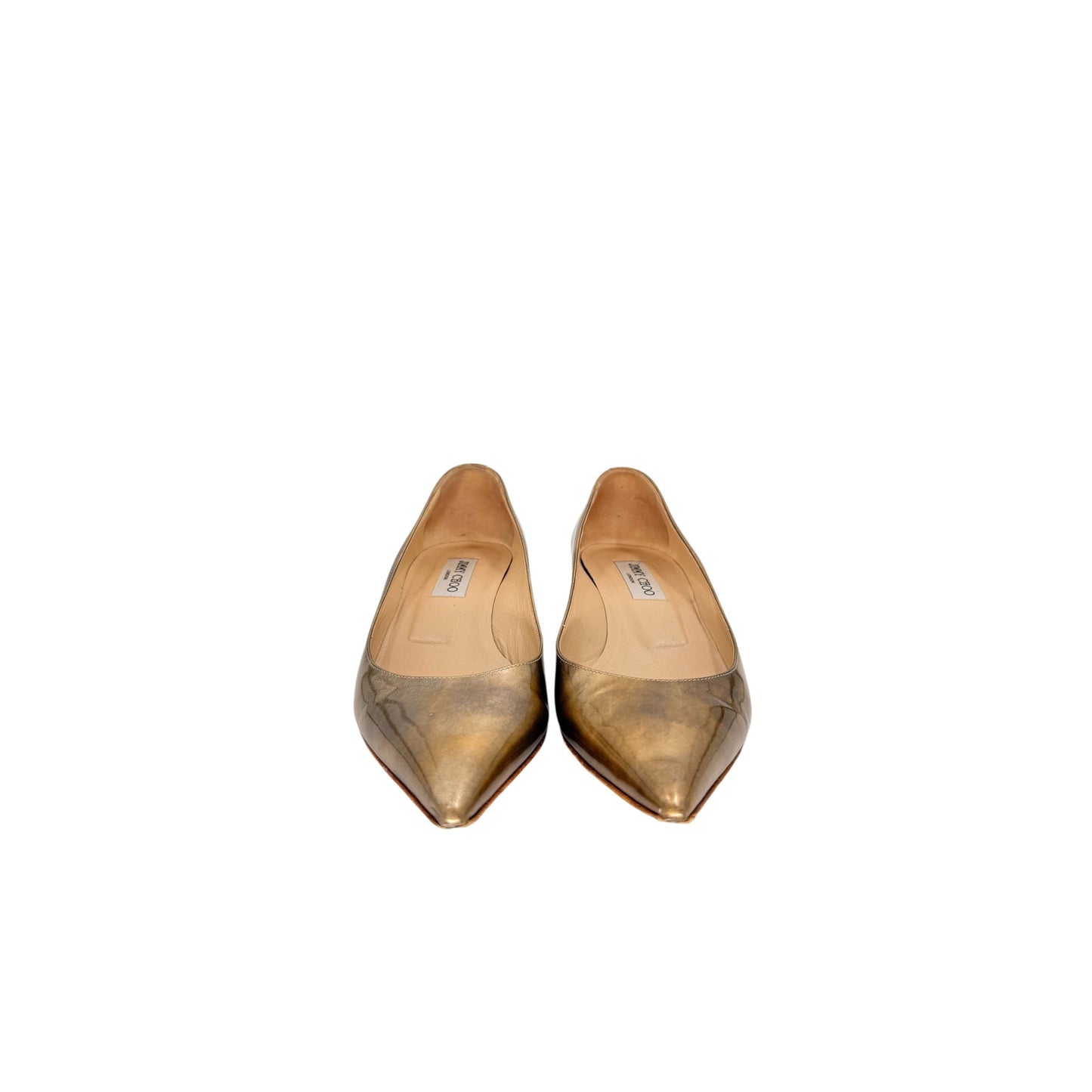 Jimmy Choo Leather Metallic Aza Pointed Toe Pumps