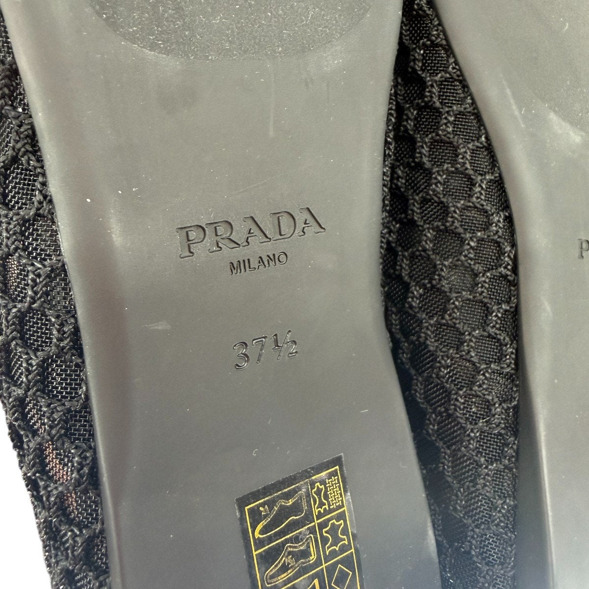 Prada Mesh Logo Calzature Donna Double Straps Ballerina Flats Black Size 37.5