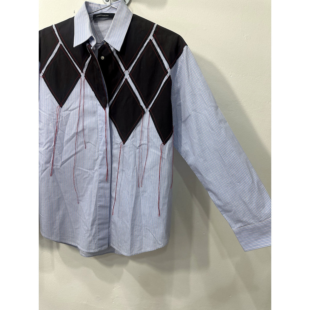 Cedric Charlier Striped Cotton Western Button-Down Shirt Blue Women's Size 4