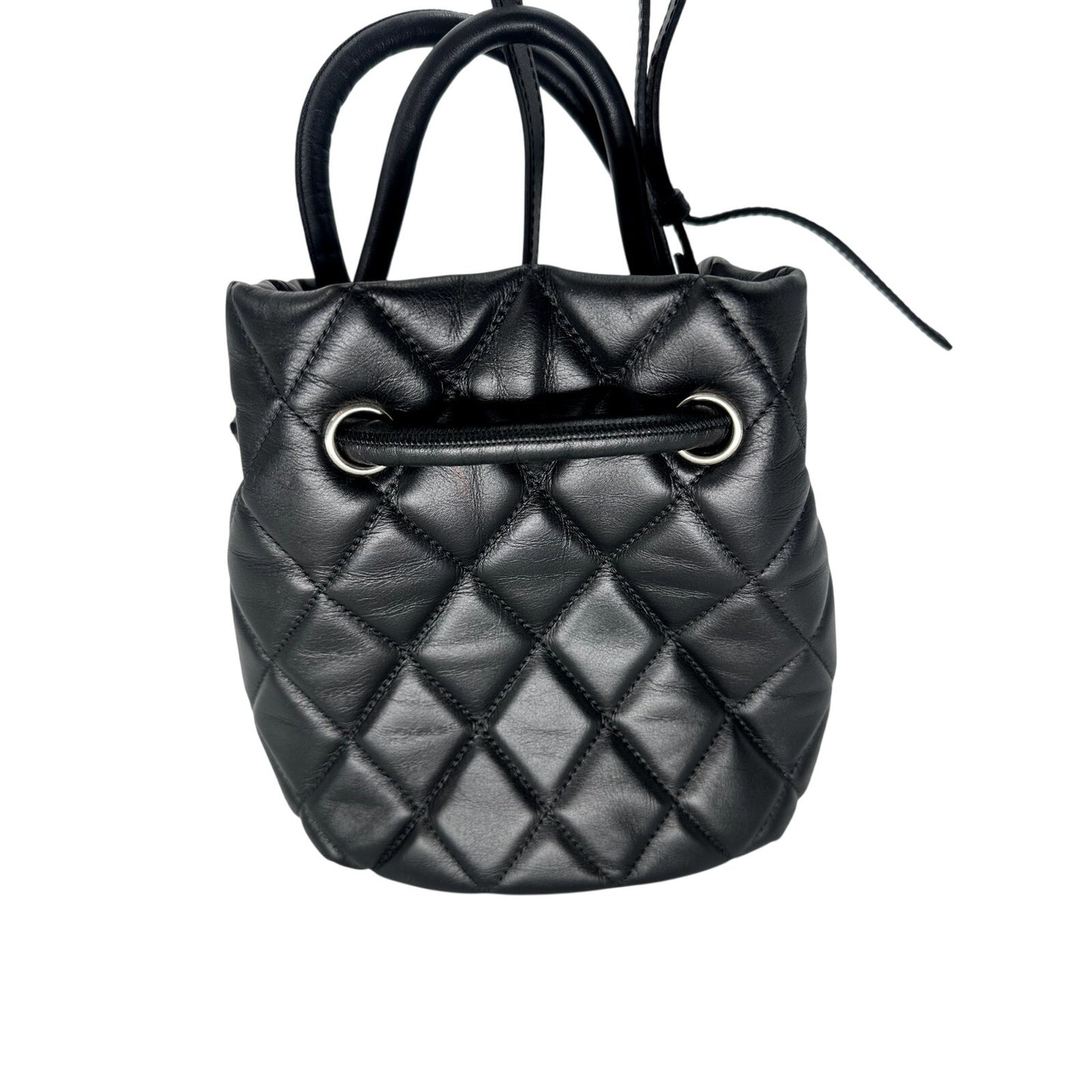 Balenciaga Leather Quilted B Logo Bucket Bag