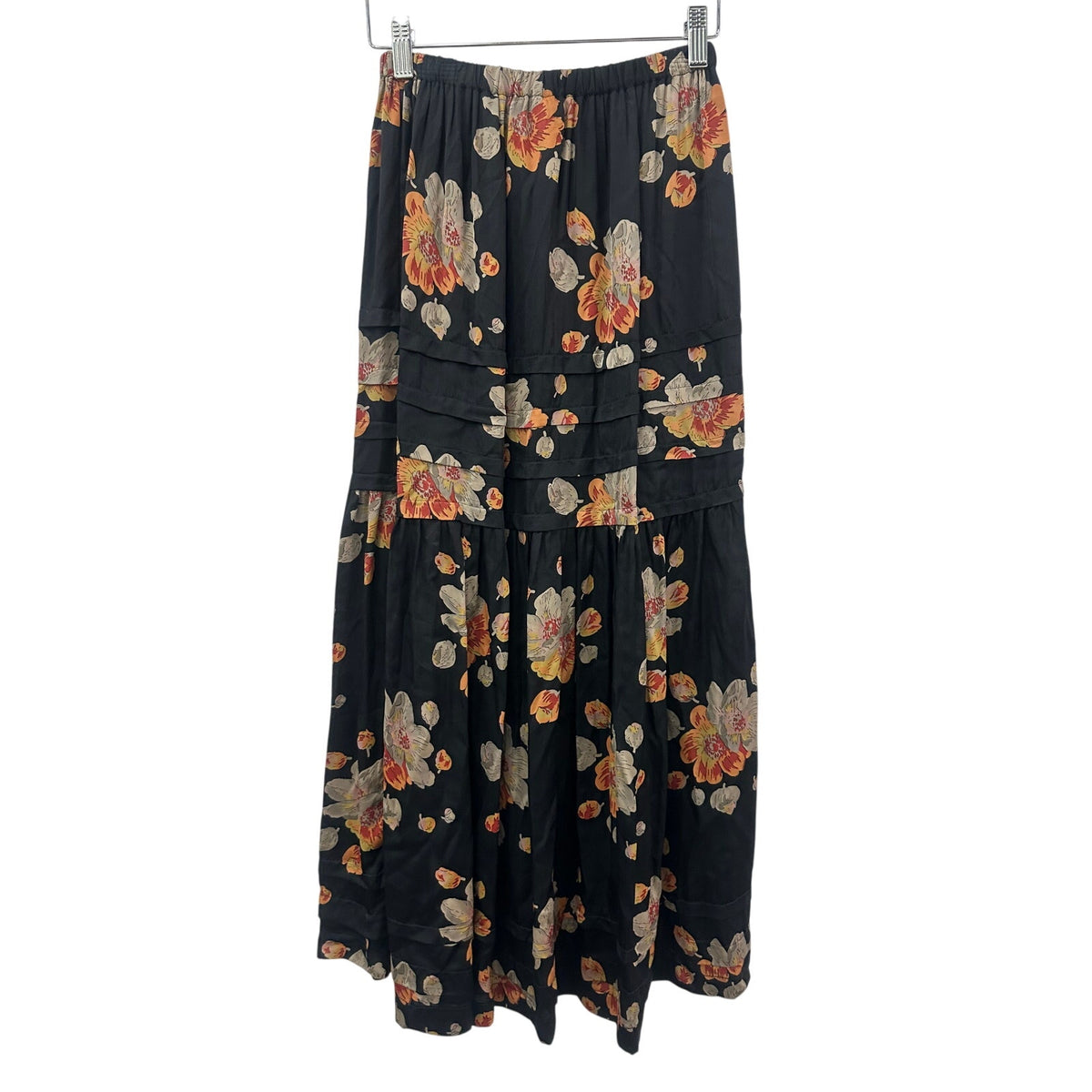 The Great Floral Print Ruffle Blouse Tiered Maxi Skirt Set Black Women's Size 0