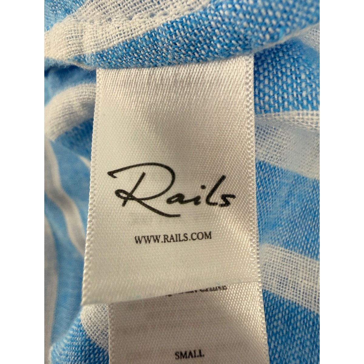 Rails Linen Blend Crystal Smocked Mini Dress Lake Stripe Blue Women's Size Small