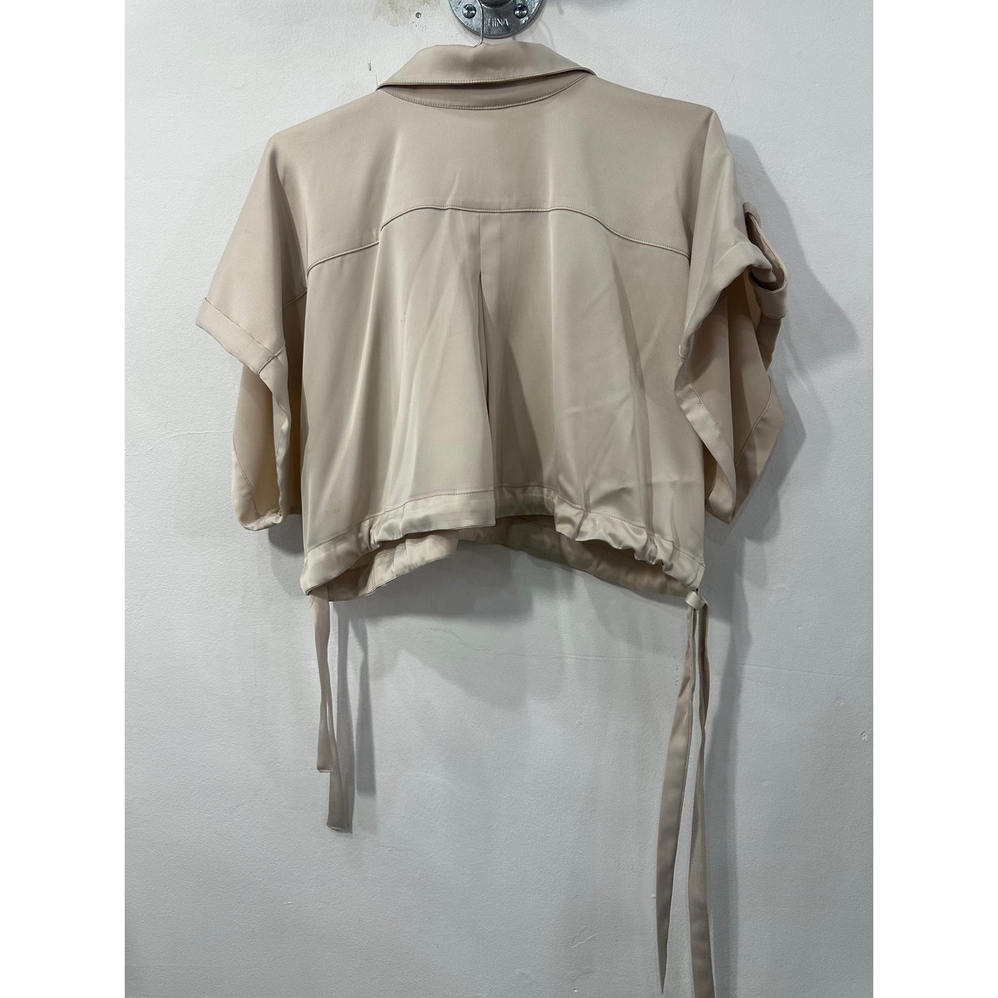 NonChalant Label Collared Crop Top Tapered Cargo Pants Beige Women's Size S/M