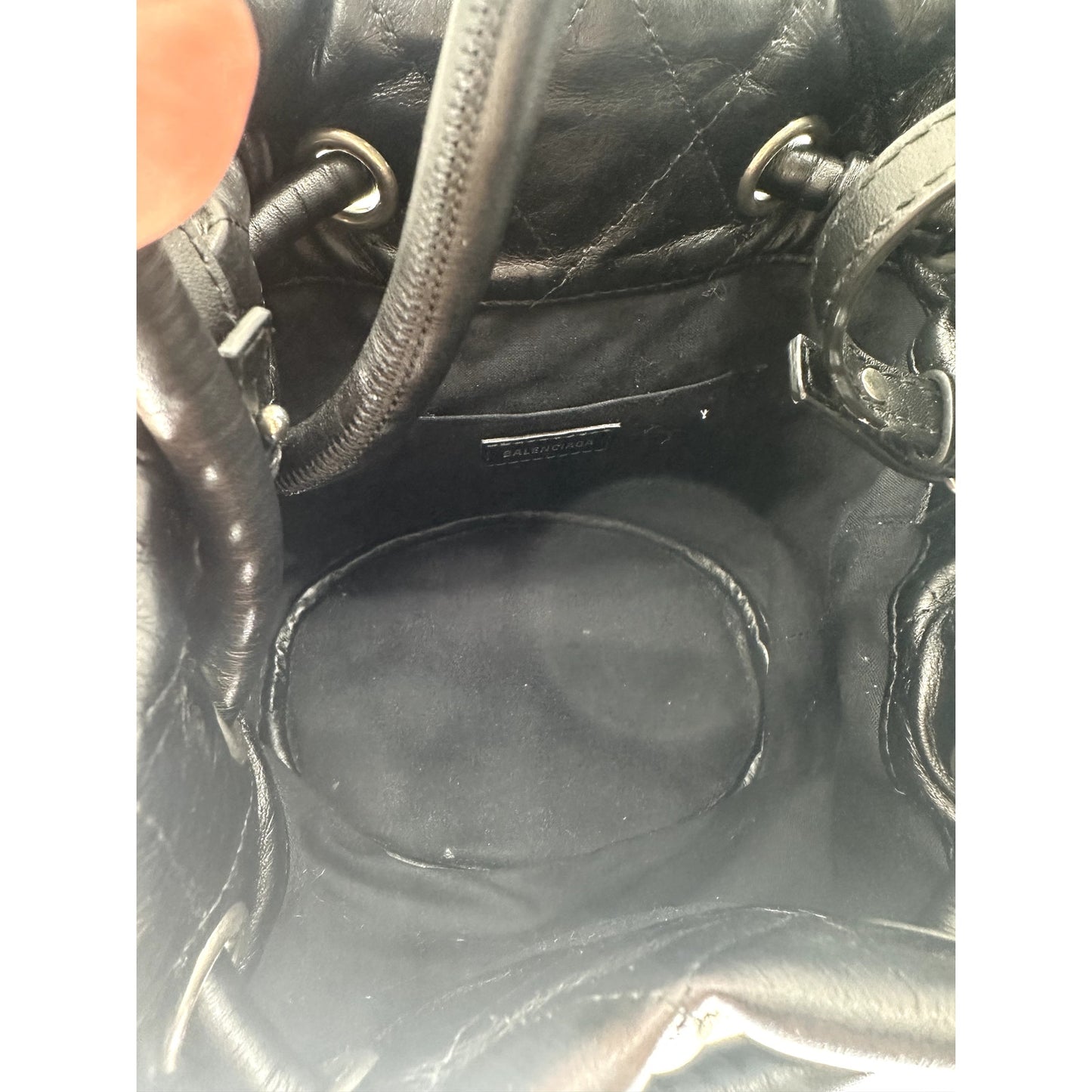 Balenciaga Leather Quilted B Logo Bucket Bag