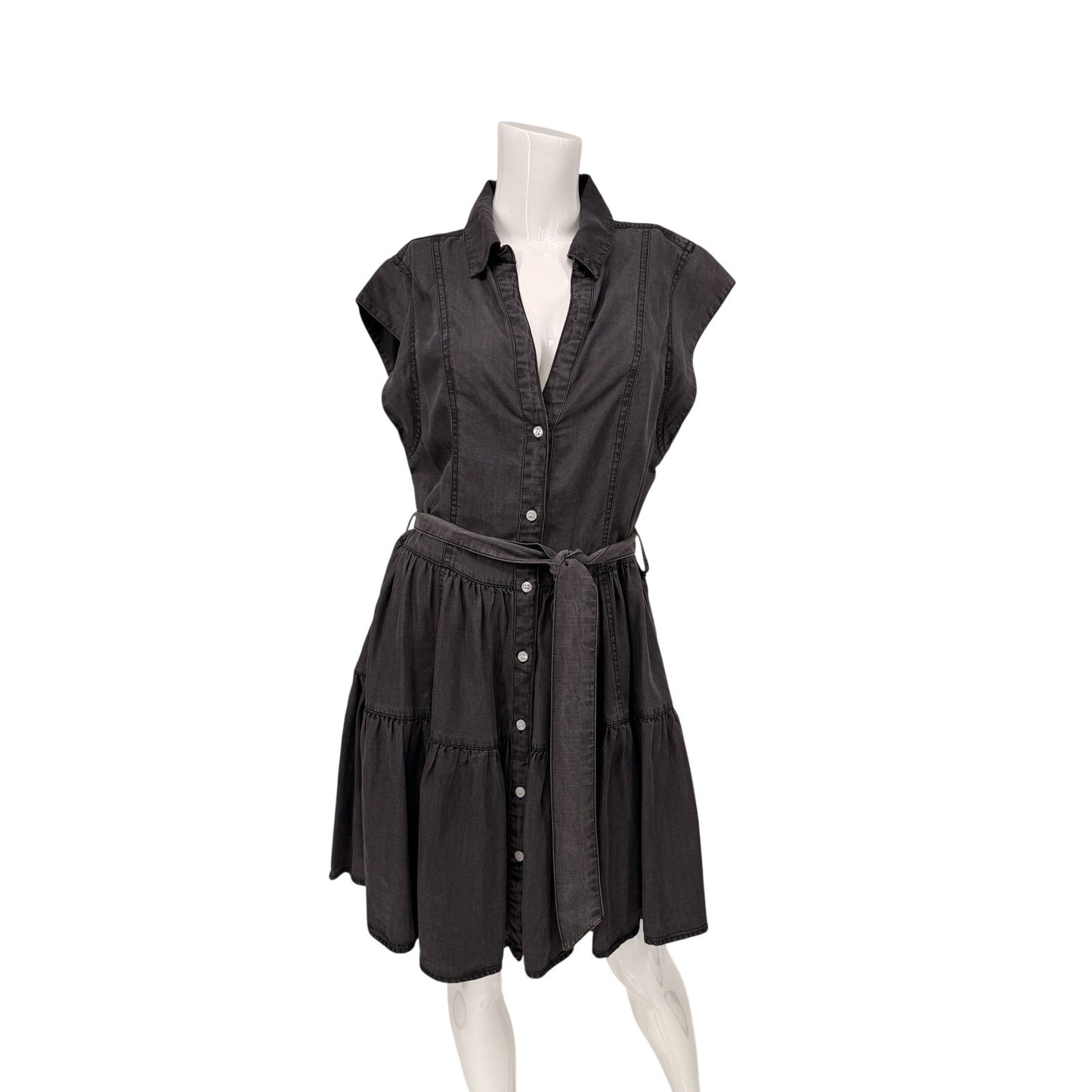 Elan Denim Chambray Collared Mini Shirt Dress