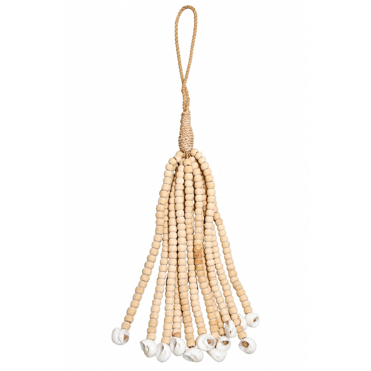 Beaded Bali Door Charm Wooden Bead Tassel Hanging Decor Natural Shell Boho OS
