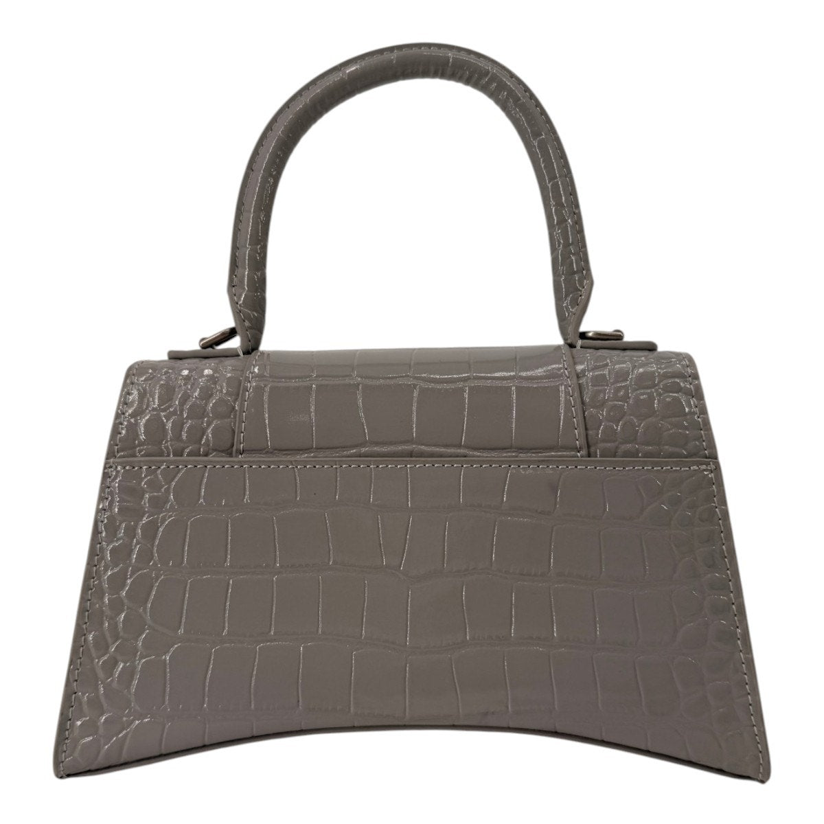 Balenciaga Hourglass Croc Embossed Leather Top Handle Bag