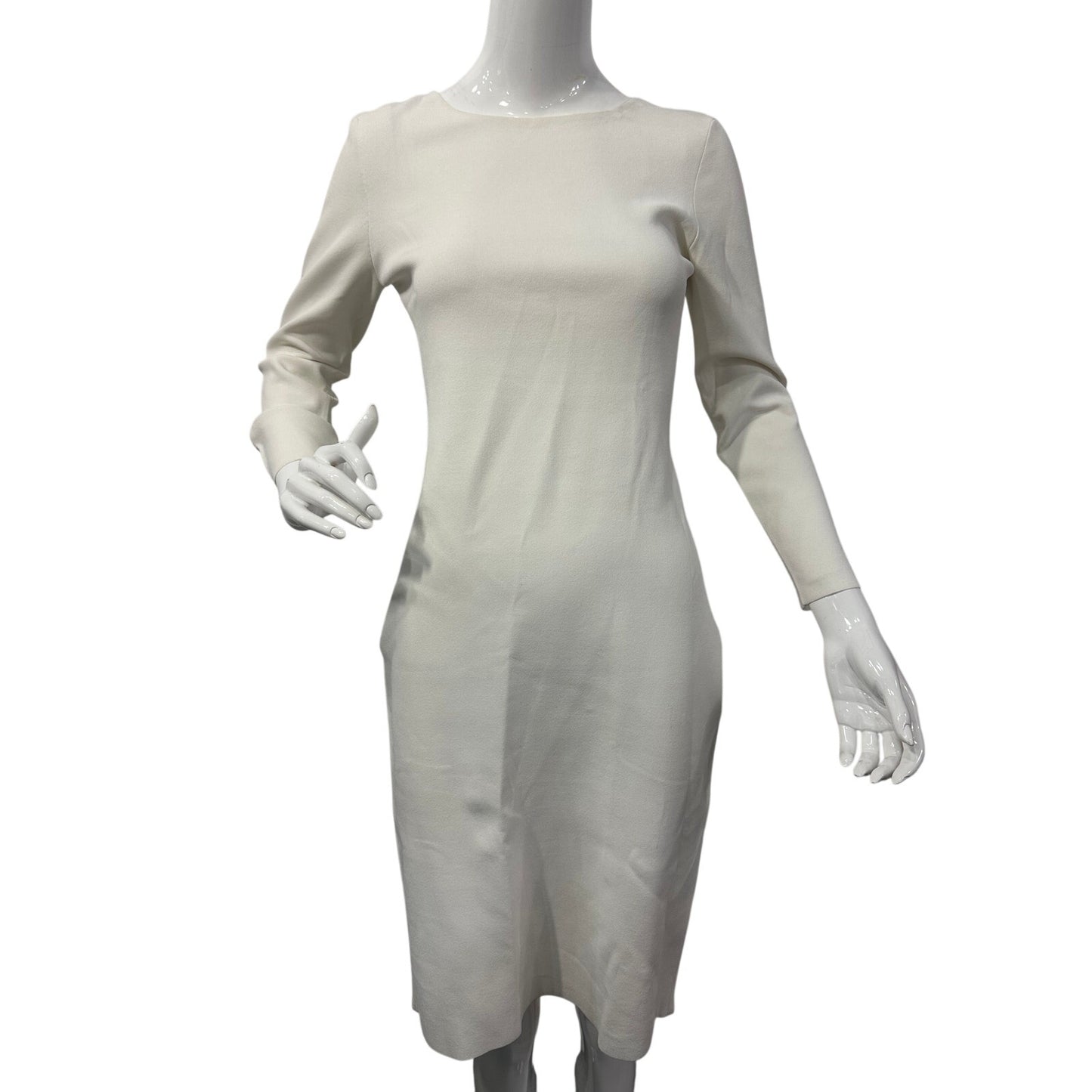 The Row Ivory Scoop Back Long Sleeve Knit Midi Dress Women's Size Large