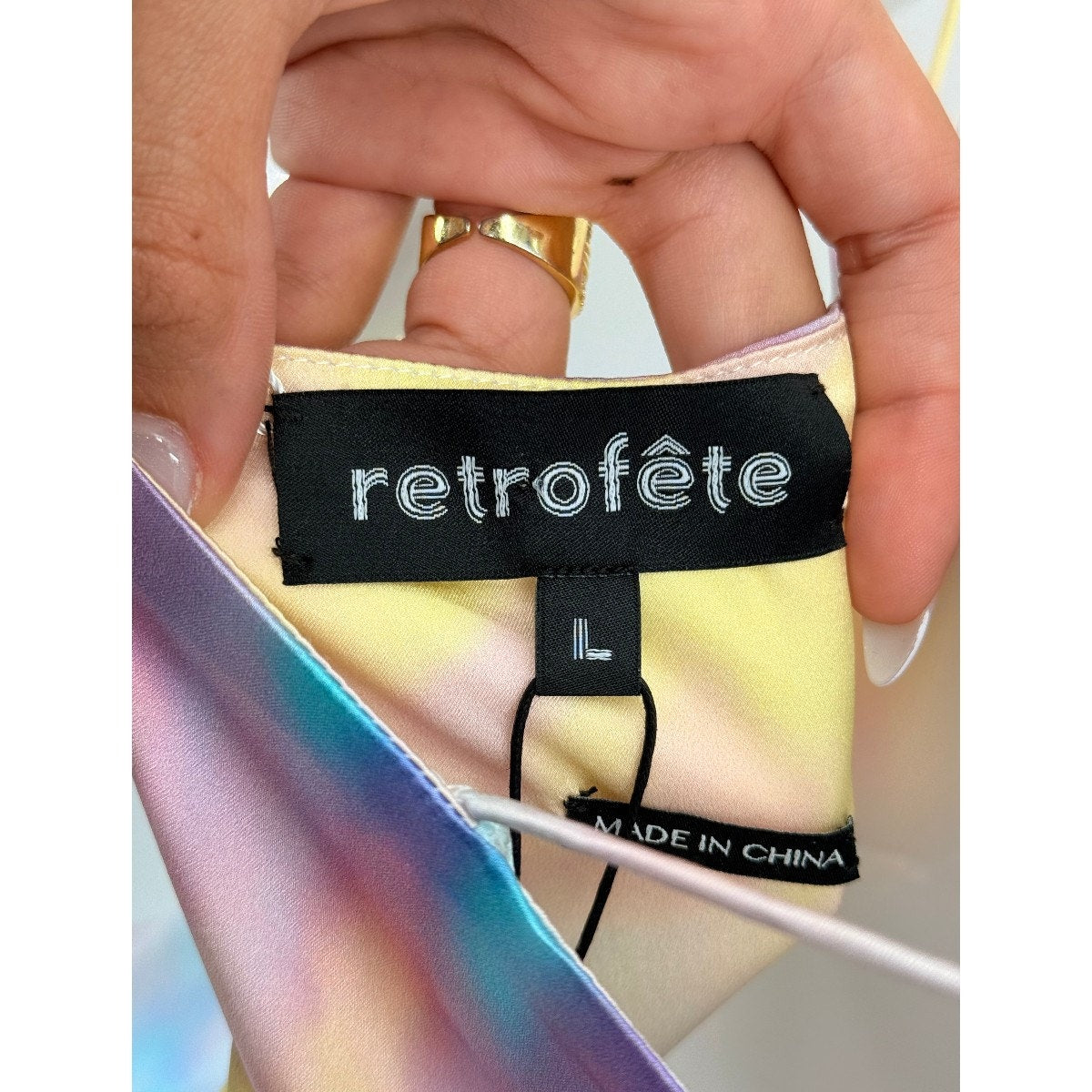 Retrofête Silk Marlene Tie Dye Cowl Neck Maxi Dress