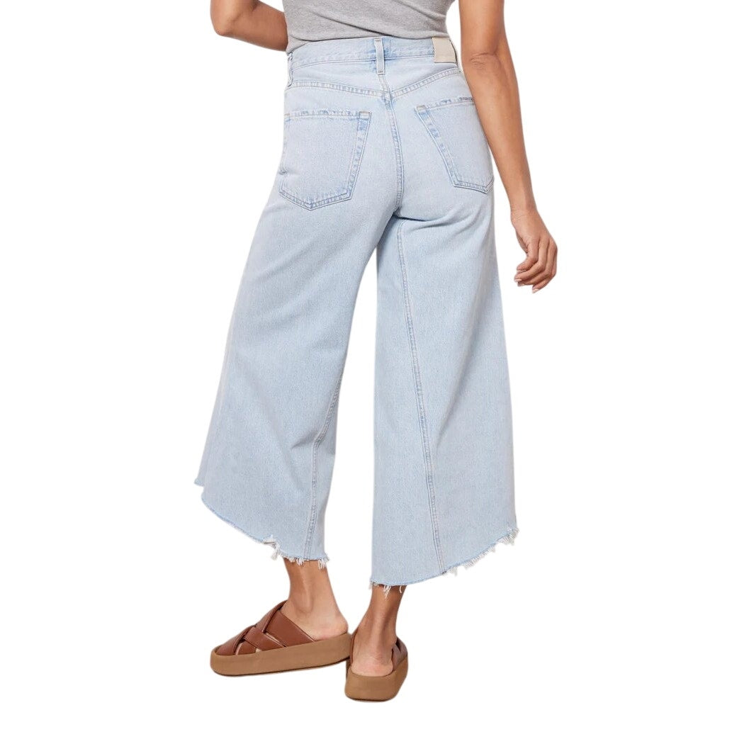 Citizens of Humanity Blue Cotton Denim Tessa Cullotte Wide Leg Jeans