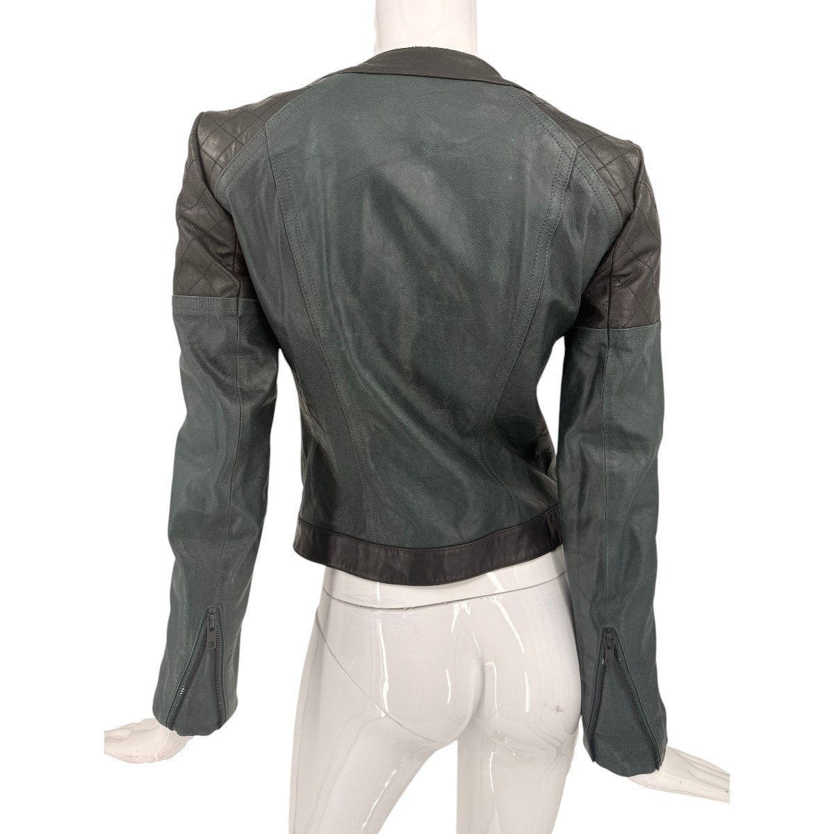 Theory Maisie Textured Hide Colorblack Lambskin Moto Jacket Peacock Black Size 0