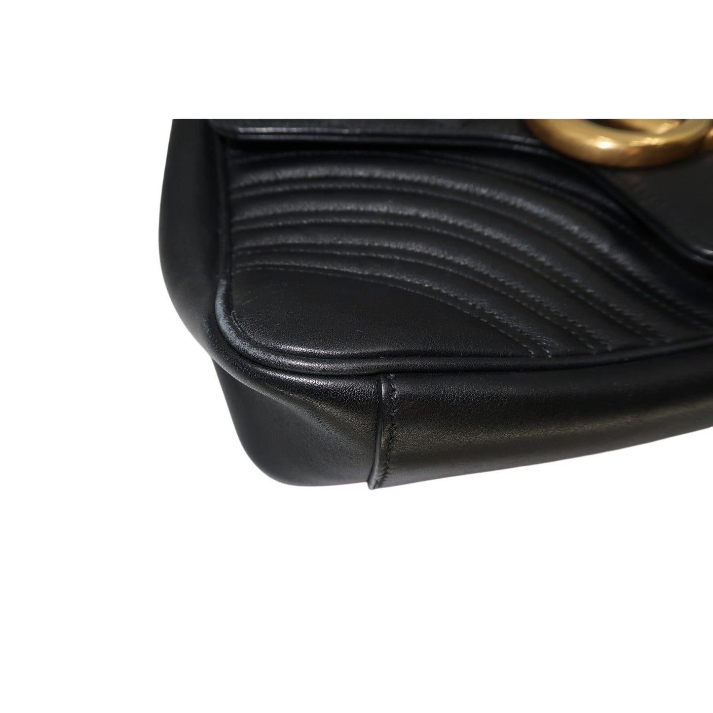 Gucci Leather Quilted GG Marmont Chevron Shoulder Bag