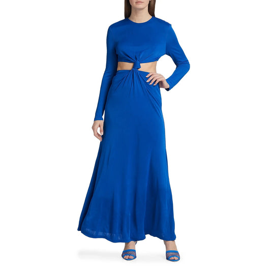 Farm Rio Knotted Cut-Out Round Neck Long Sleeve Maxi Dress