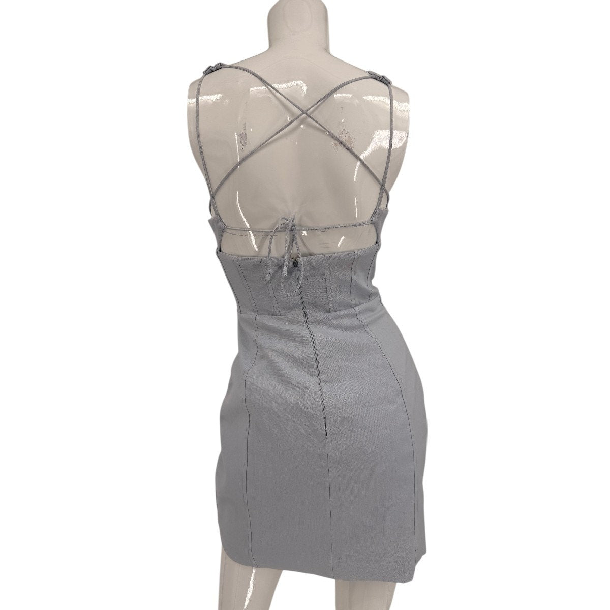 Oh Polly Linen Giovana Lace Up Back Mini Dress