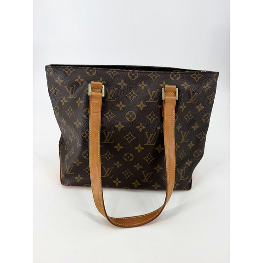 Louis Vuitton Cabas Piano Monogram Canvas Tote M51148 Vachetta Shoulder Bag