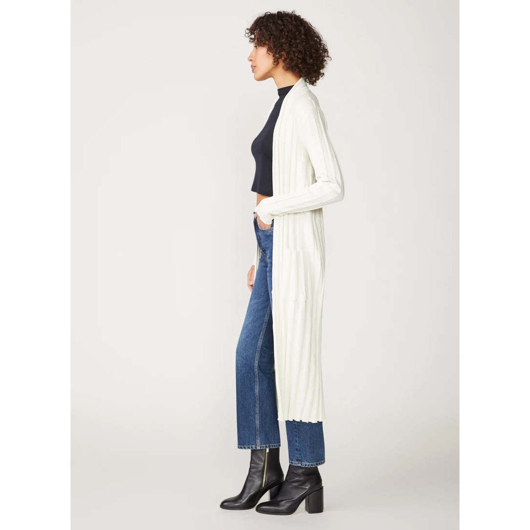 Stateside Cotton Mocha Box Pleat Long Sleeves Cardigan Women's