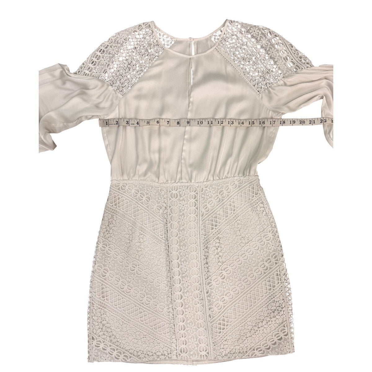 Michael Costello Shandy Lace Trim Long Sleeve Mini Dress White Women's Size M
