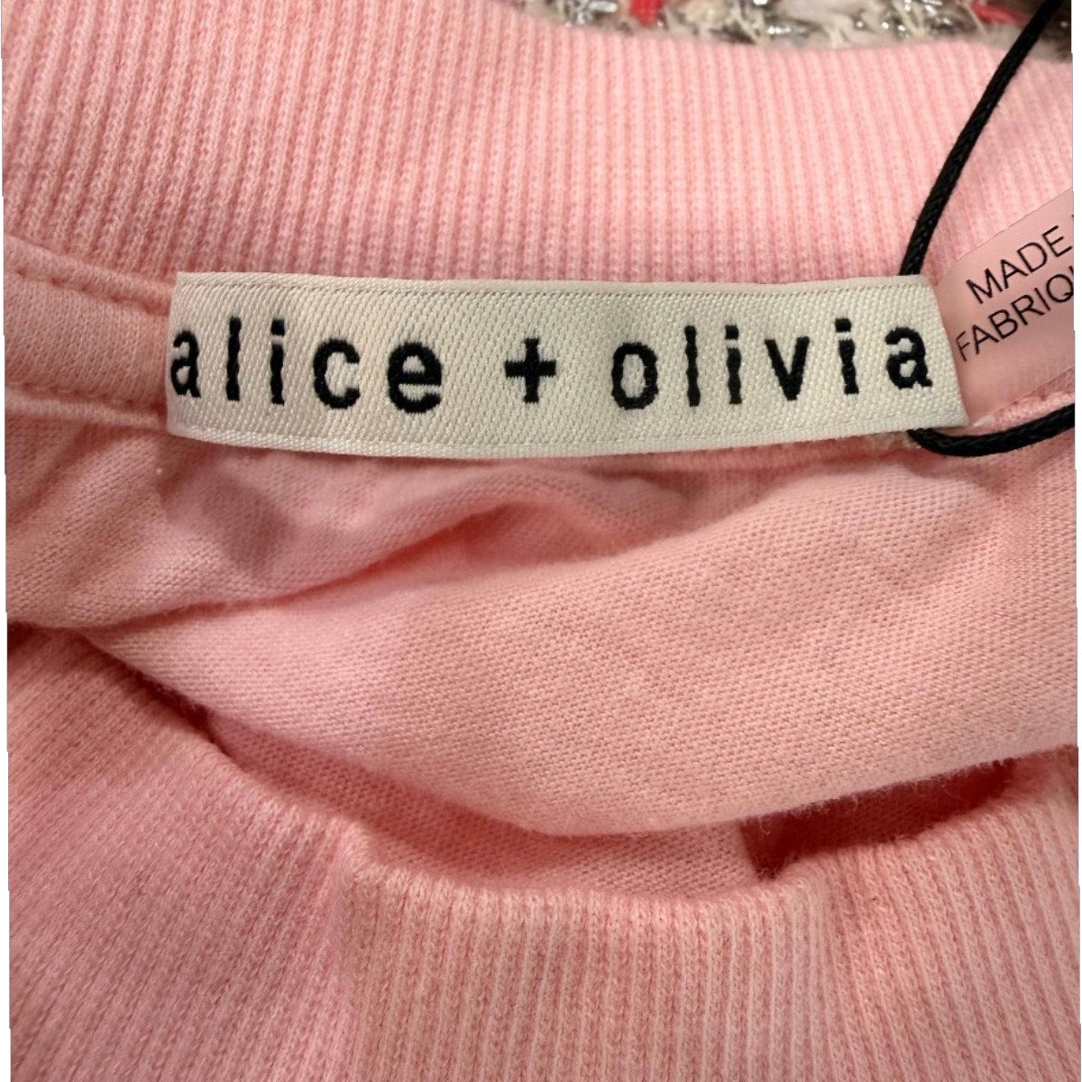 Alice + Olivia Crew Neck Short Sleeve Cropped Top
