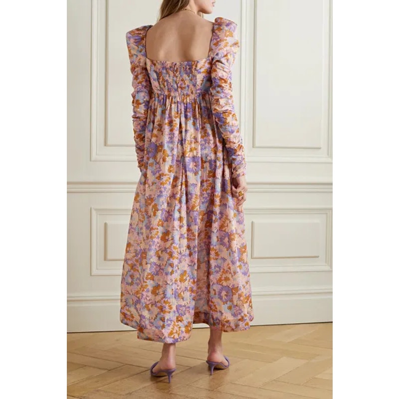 Zimmermann Cotton Floral Print Twist Front Midi Dress Women's